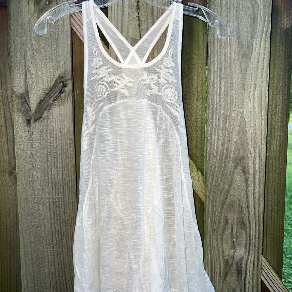 Sloane Rouge White Mesh Criss Cross Open Back Tank